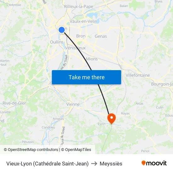 Vieux-Lyon (Cathédrale Saint-Jean) to Meyssiès map