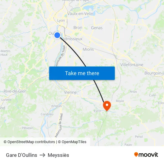 Gare D'Oullins to Meyssiès map
