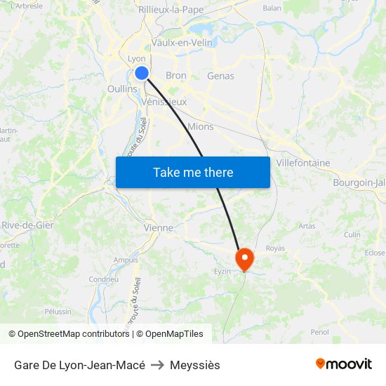 Gare De Lyon-Jean-Macé to Meyssiès map