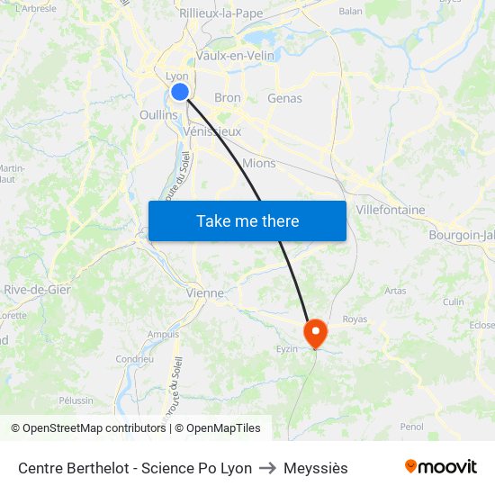 Centre Berthelot - Science Po Lyon to Meyssiès map