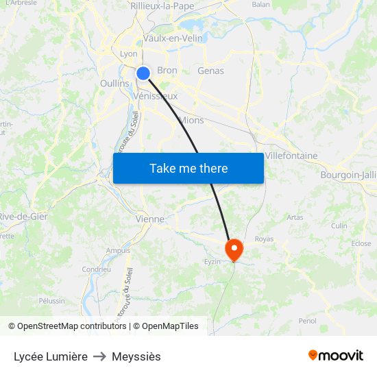 Lycée Lumière to Meyssiès map