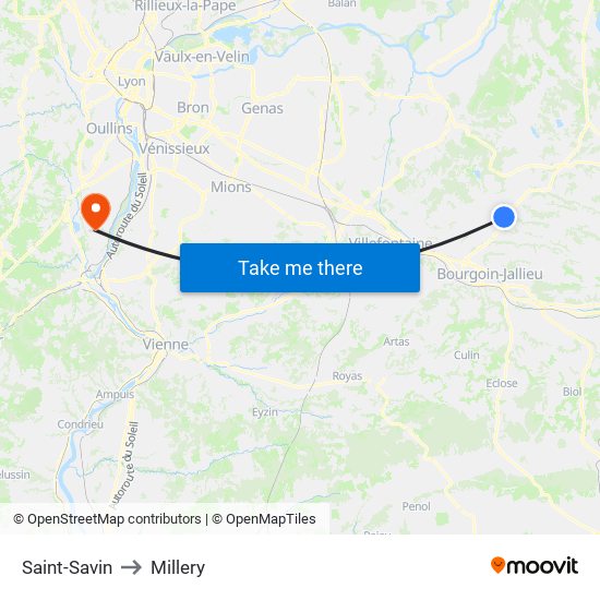 Saint-Savin to Millery map