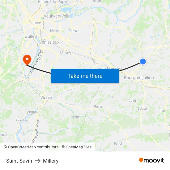 Saint-Savin to Millery map