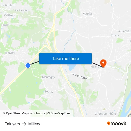Taluyers to Millery map