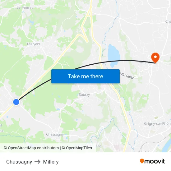 Chassagny to Millery map