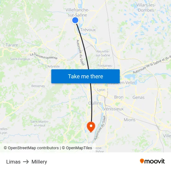 Limas to Millery map