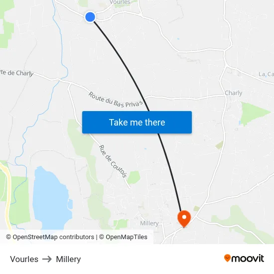Vourles to Millery map