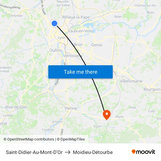 Saint-Didier-Au-Mont-D'Or to Moidieu-Détourbe map