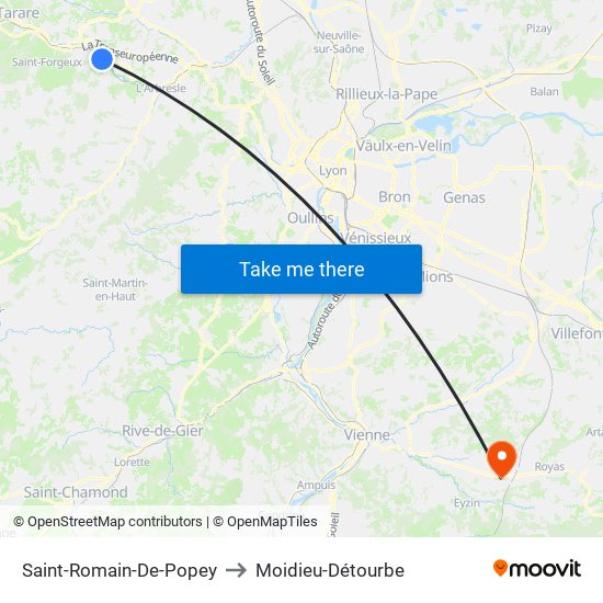 Saint-Romain-De-Popey to Moidieu-Détourbe map