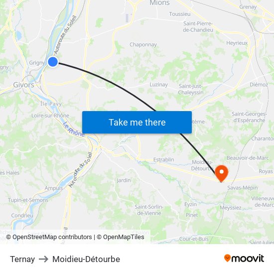 Ternay to Moidieu-Détourbe map