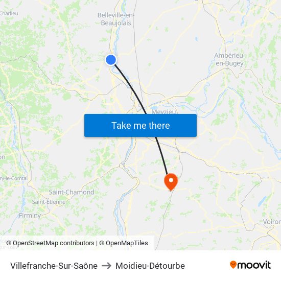 Villefranche-Sur-Saône to Moidieu-Détourbe map