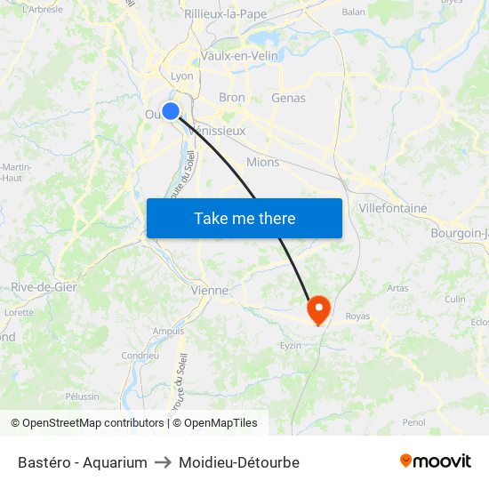 Bastéro - Aquarium to Moidieu-Détourbe map