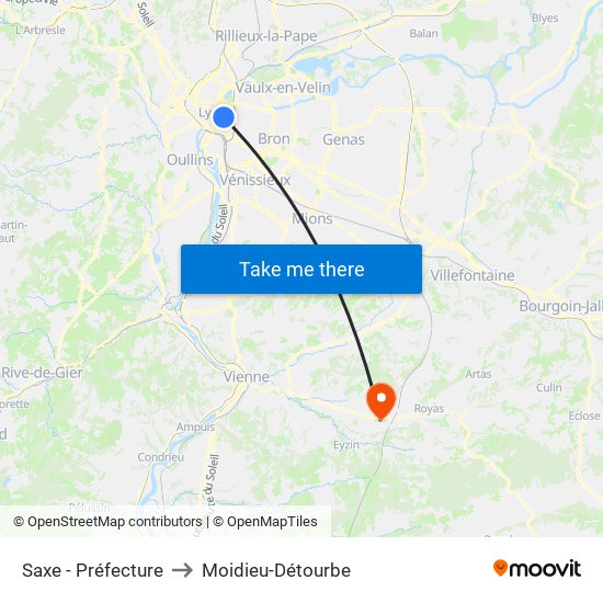 Saxe - Préfecture to Moidieu-Détourbe map