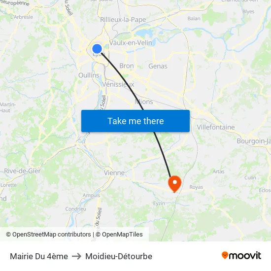 Mairie Du 4ème to Moidieu-Détourbe map