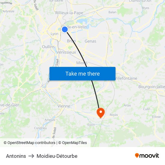 Antonins to Moidieu-Détourbe map