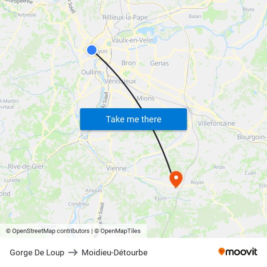 Gorge De Loup to Moidieu-Détourbe map