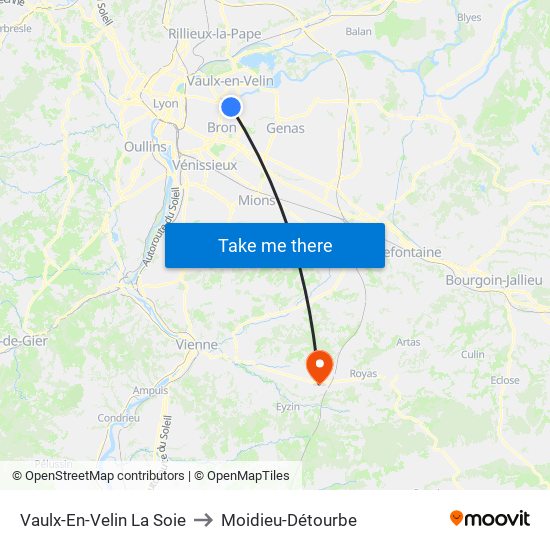 Vaulx-En-Velin La Soie to Moidieu-Détourbe map