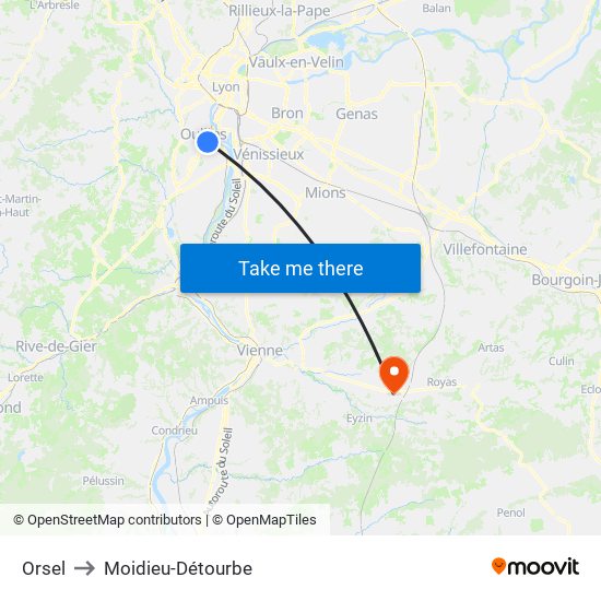 Orsel to Moidieu-Détourbe map
