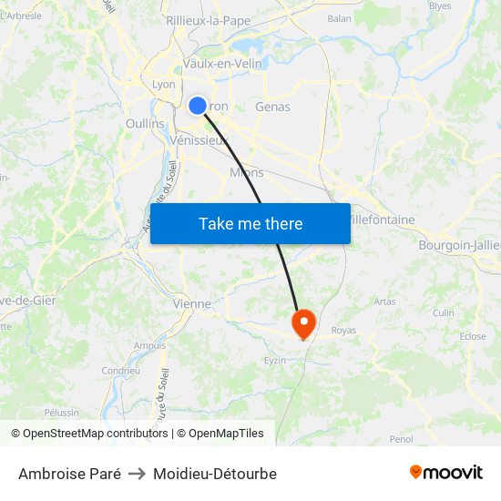 Ambroise Paré to Moidieu-Détourbe map