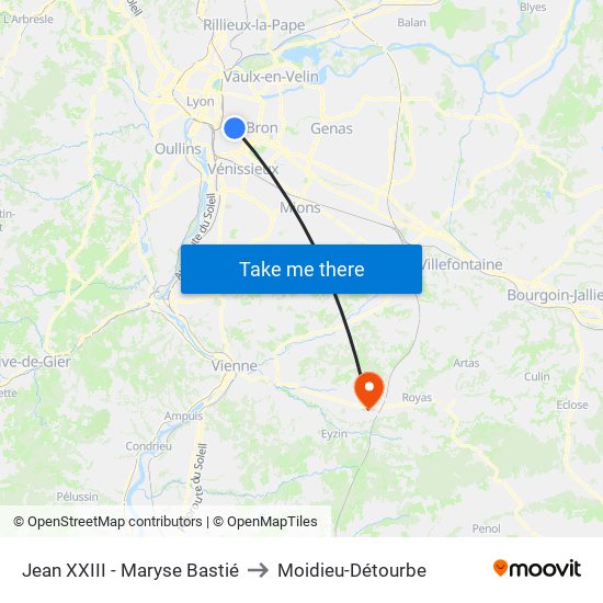 Jean XXIII - Maryse Bastié to Moidieu-Détourbe map