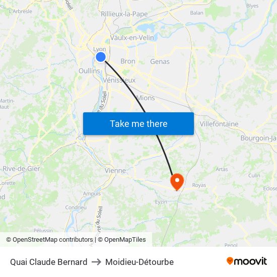 Quai Claude Bernard to Moidieu-Détourbe map