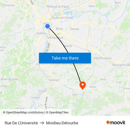 Rue De L'Université to Moidieu-Détourbe map