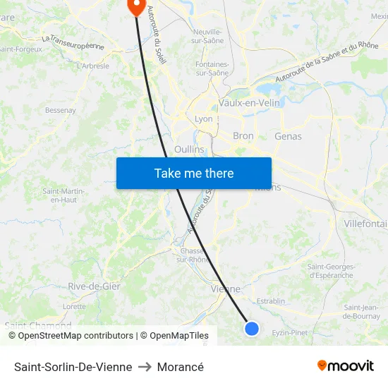 Saint-Sorlin-De-Vienne to Morancé map