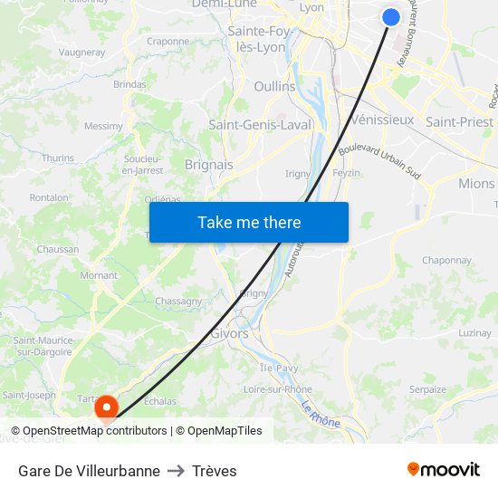 Gare De Villeurbanne to Trèves map