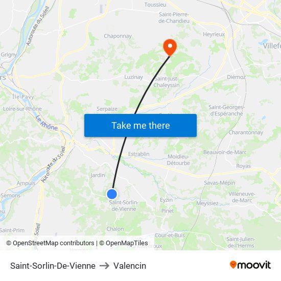 Saint-Sorlin-De-Vienne to Valencin map