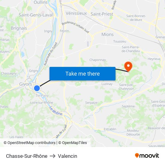 Chasse-Sur-Rhône to Valencin map