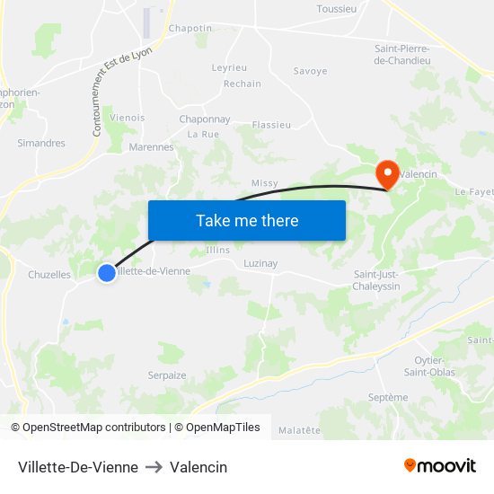 Villette-De-Vienne to Valencin map