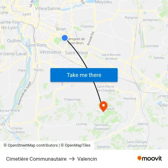Cimetière Communautaire to Valencin map