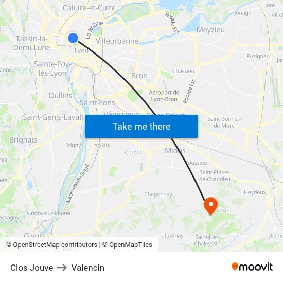 Clos Jouve to Valencin map