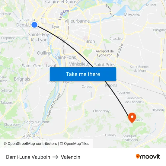 Demi-Lune Vauboin to Valencin map