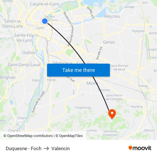 Duquesne - Foch to Valencin map