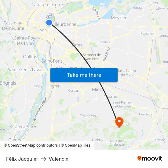 Félix Jacquier to Valencin map