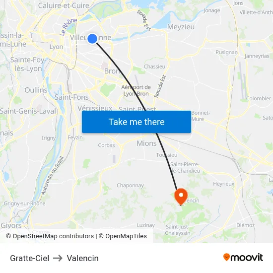 Gratte-Ciel to Valencin map