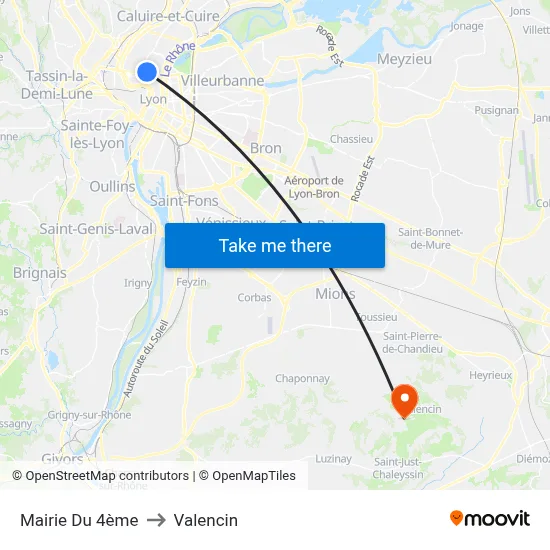 Mairie Du 4ème to Valencin map