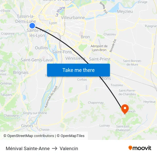 Ménival Sainte-Anne to Valencin map