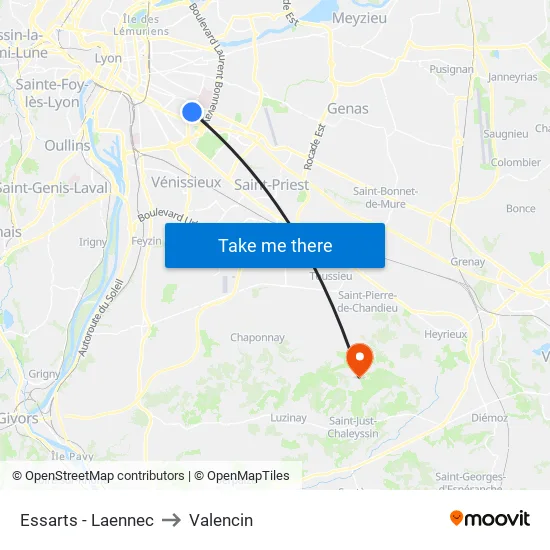 Essarts - Laennec to Valencin map
