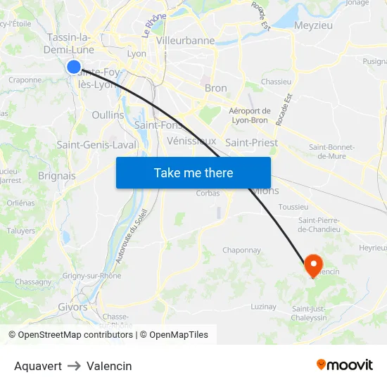Aquavert to Valencin map