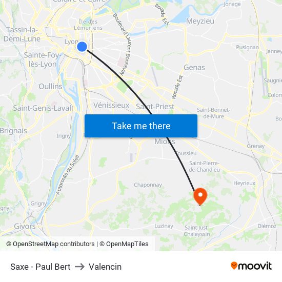 Saxe - Paul Bert to Valencin map