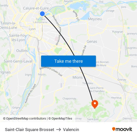 Saint-Clair Square Brosset to Valencin map