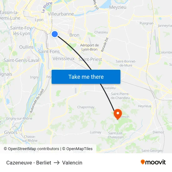 Cazeneuve - Berliet to Valencin map