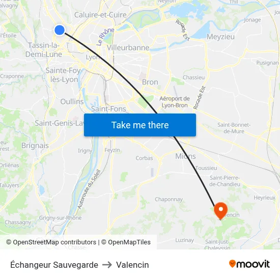 Échangeur Sauvegarde to Valencin map