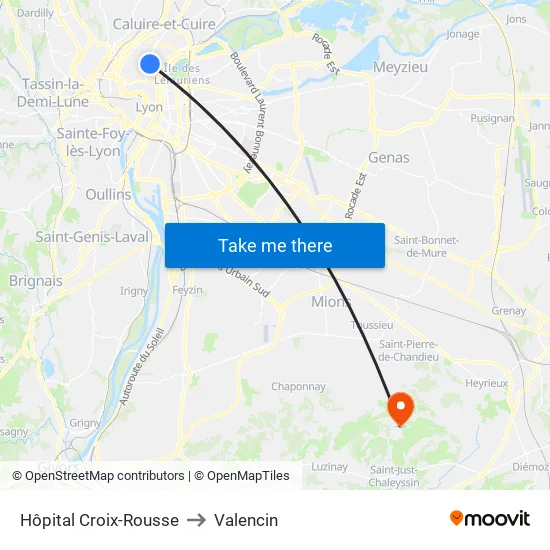 Hôpital Croix-Rousse to Valencin map