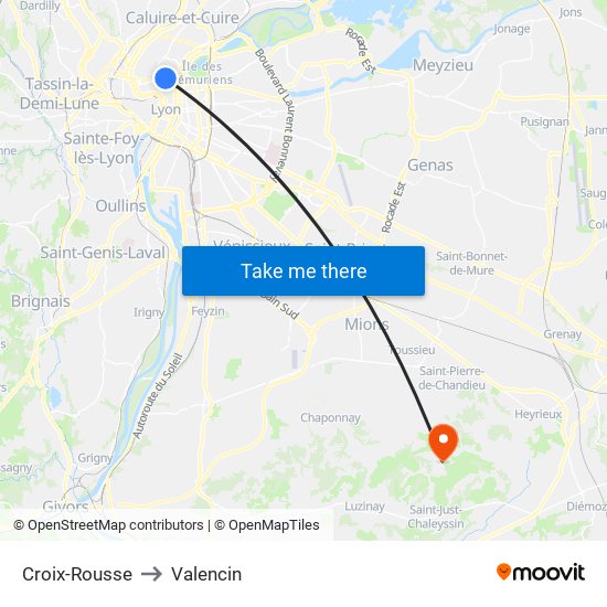 Croix-Rousse to Valencin map