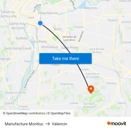 Manufacture Montluc to Valencin map