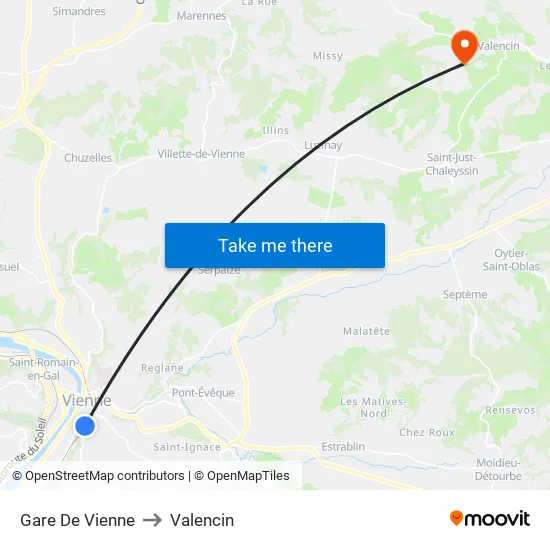 Gare De Vienne to Valencin map