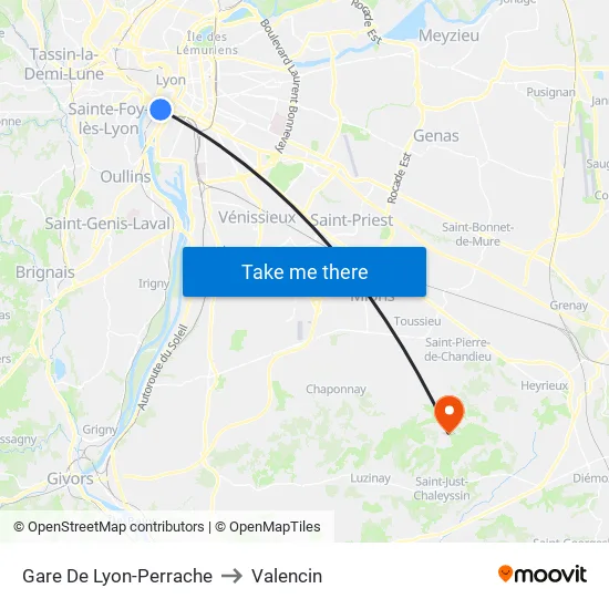 Gare De Lyon-Perrache to Valencin map